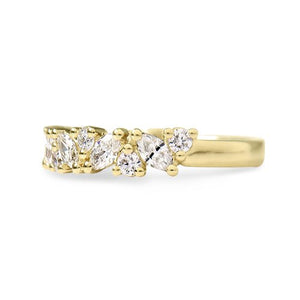 MARQUISE & ROUND BRILLIANT HALF ETERNITY BAND IN YELLOW GOLD - ALL RINGS