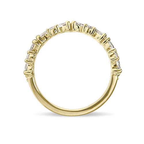 MARQUISE & ROUND BRILLIANT HALF ETERNITY BAND IN YELLOW GOLD