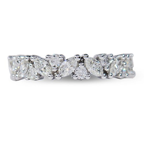 MARQUISE & ROUND BRILLIANT HALF ETERNITY BAND IN WHITE GOLD - ALL RINGS