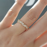 MARQUISE & ROUND BRILLIANT HALF ETERNITY BAND IN YELLOW GOLD - ALL RINGS