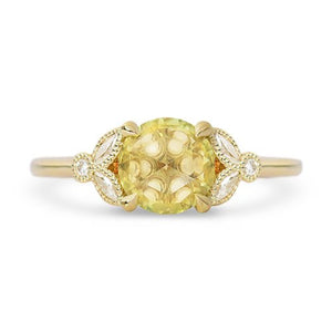 BEA RING WITH ROUND ROSE CUT YELLOW SAPPHIRE AND DIAMONDS - ALL ENGAGEMENT RINGS