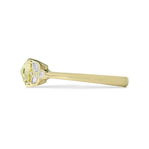 BEA RING WITH ROUND ROSE CUT YELLOW SAPPHIRE AND DIAMONDS - ALL ENGAGEMENT RINGS