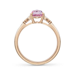 BEA RING WITH ROUND ROSE CUT PINK SAPPHIRE AND DIAMONDS - ALL ENGAGEMENT RINGS