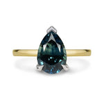 TEAL SAPPHIRE ENGAGEMENT RING IN PLATINUM & 18 KARAT GOLD - ALL ENGAGEMENT RINGS