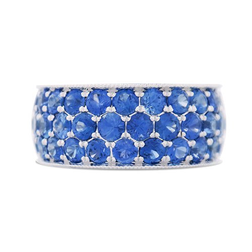 TRIPLE PAVE BLUE SAPPHIRE BAND - ALL RINGS