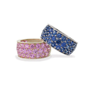TRIPLE PAVE BLUE SAPPHIRE BAND - ALL RINGS