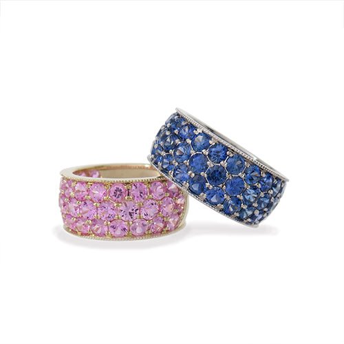 TRIPLE PAVÉ PINK SAPPHIRE BAND - ALL RINGS