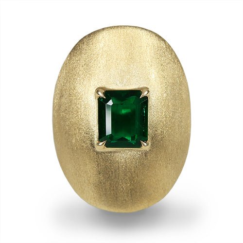 EMERALD SADDLE RING IN 18 KARAT GOLD - ALL RINGS