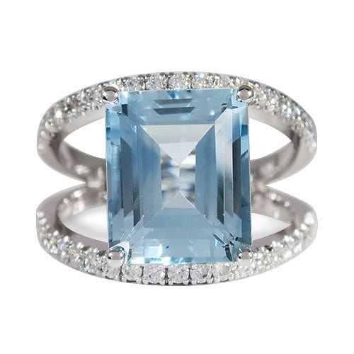 COVET SKY BLUE TOPAZ WITH DIAMOND RING - ALL RINGS