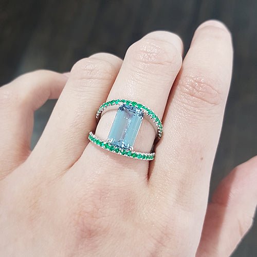 COVET AQUAMARINE & EMERALD RING - ALL RINGS