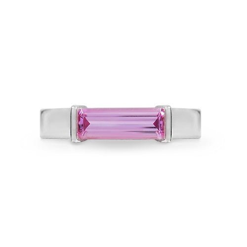 DECO RING WITH SINGLE PINK SAPPHIRE IN WHITE GOLD - ALL RINGS