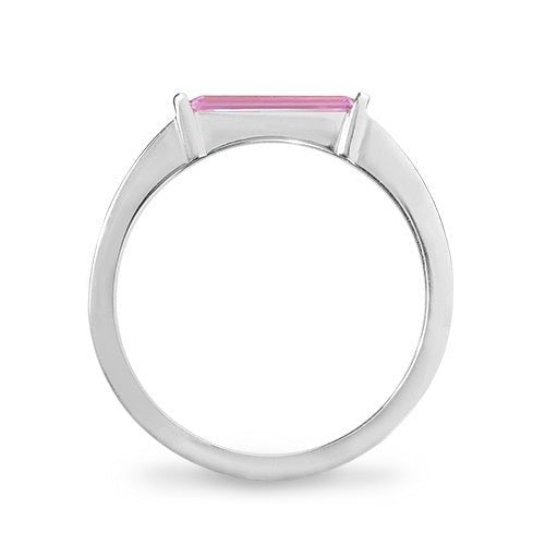 DECO RING WITH SINGLE PINK SAPPHIRE IN WHITE GOLD - ALL RINGS
