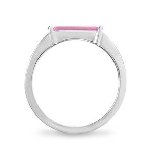 DECO RING WITH SINGLE PINK SAPPHIRE IN WHITE GOLD - ALL RINGS