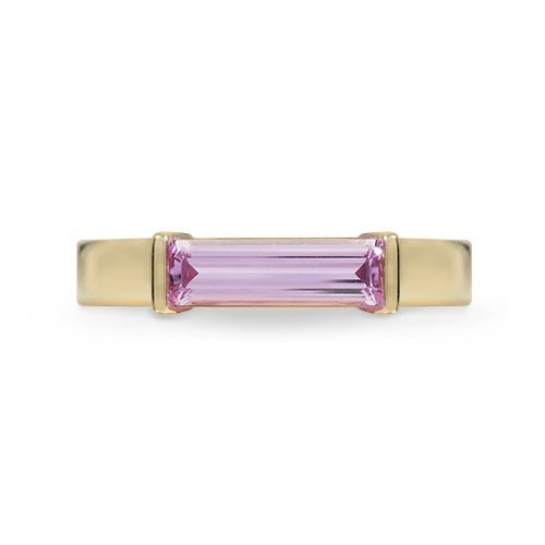 DECO RING WITH SINGLE PINK SAPPHIRE IN YELLOW GOLD - ALL RINGS