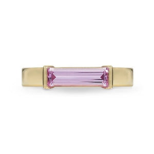 DECO RING WITH SINGLE PINK SAPPHIRE IN YELLOW GOLD - ALL RINGS