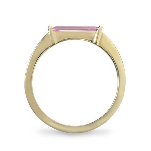 DECO RING WITH SINGLE PINK SAPPHIRE IN YELLOW GOLD - ALL RINGS