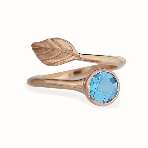 WRAPPED LEAF WITH BLUE TOPAZ -
