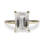 EMERALD CUT DIAMOND KNIFE EDGE RING IN 14 YELLOW GOLD - ALL ENGAGEMENT RINGS