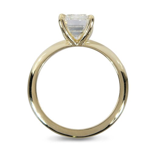 EMERALD CUT DIAMOND KNIFE EDGE RING IN 14 YELLOW GOLD - ALL ENGAGEMENT RINGS