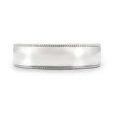 FLAT TOP WEDDING BAND WITH MILGRAIN EDGES IN WHITE GOLD - ALL RINGS