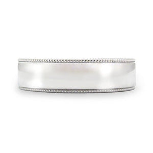 FLAT TOP WEDDING BAND WITH MILGRAIN EDGES IN WHITE GOLD - ALL RINGS