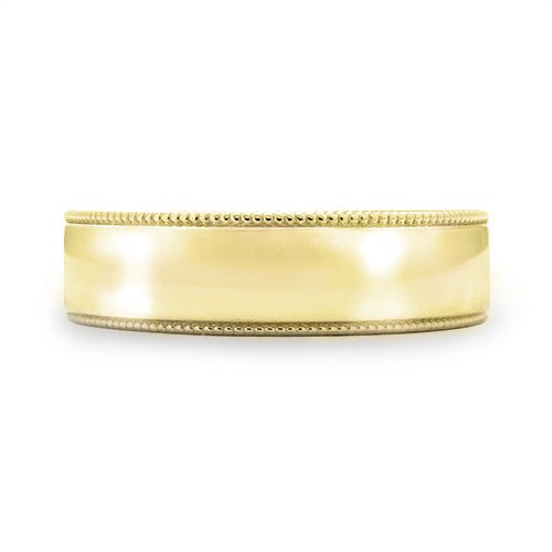 FLAT TOP WEDDING BAND WITH MILGRAIN EDGES IN GOLD - ALL RINGS