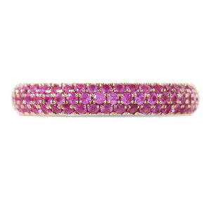 THREE ROW STAGGERED RING WITH PINK SAPPHIRES - ANNIVERSARY & CELEBRATION RINGS
