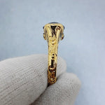 BLUE SAPPHIRE RING WITH HAND ENGRAVING -