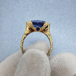 BLUE SAPPHIRE RING WITH HAND ENGRAVING -