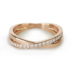 CROSS-OVER WEDDING BAND IN ROSE GOLD WITH DIAMONDS - ALL RINGS