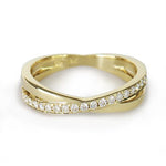 CROSS-OVER WEDDING BAND IN YELLOW GOLD WITH DIAMONDS - ALL RINGS