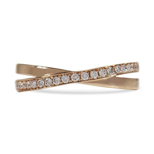 CROSS-OVER WEDDING BAND IN ROSE GOLD WITH DIAMONDS - ALL RINGS