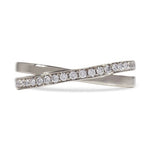 CROSS-OVER WEDDING BAND IN WHITE GOLD WITH DIAMONDS - ANNIVERSARY & CELEBRATION RINGS