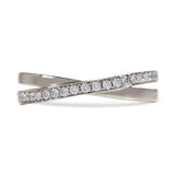 CROSS-OVER WEDDING BAND IN WHITE GOLD WITH DIAMONDS - ANNIVERSARY & CELEBRATION RINGS