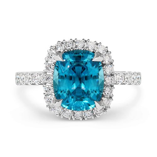 ÉTOILE BLUE ZIRCON & DIAMOND ENGAGEMENT RING - ALL ENGAGEMENT RINGS