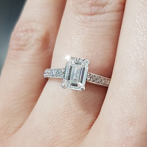 MADISON ENGAGEMENT RING WITH EMERALD CUT DIAMOND - ALL RINGS