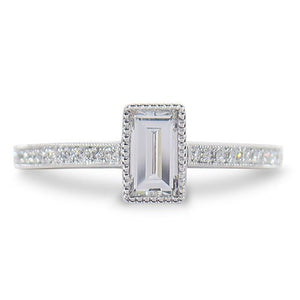 VICTORIA RING IN PLATINUM WITH BAGUETTE DIAMOND - ALL RINGS