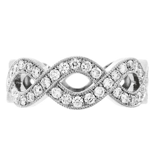WEAVE WEDDING BAND IN WHITE GOLD WITH DIAMONDS - ANNIVERSARY & CELEBRATION RINGS