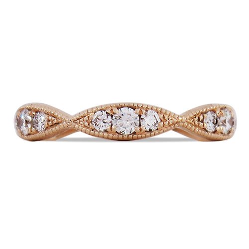 RIBBON RING IN ROSE GOLD WITH PAVÉ DIAMONDS - ANNIVERSARY & CELEBRATION RINGS