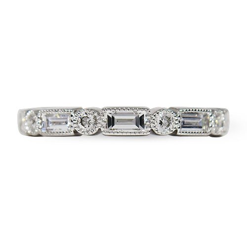 BAGUETTE & ROUND DIAMOND FULL ETERNITY BAND IN WHITE GOLD - ALL RINGS
