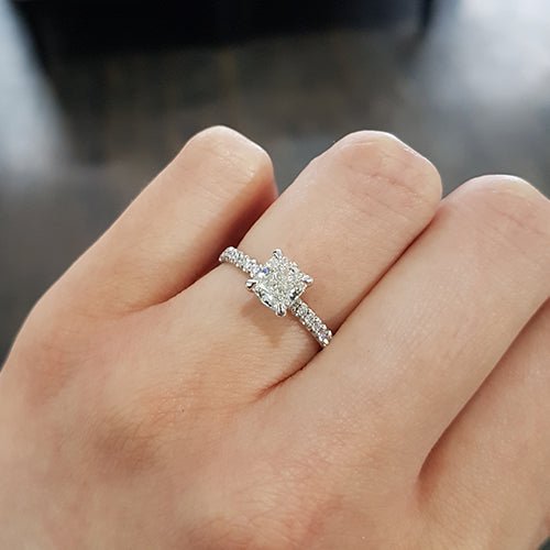 Lab-Created Diamond Engagement Ring 2 ct tw Emerald/Round 14K White Gold |  Jared