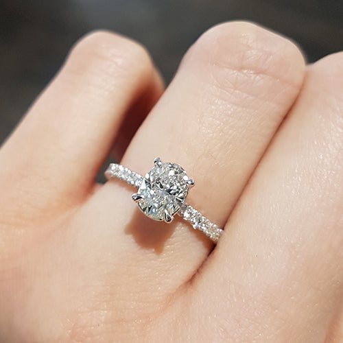 OVAL DIAMOND BELLA ENGAGEMENT RING IN WHITE GOLD - ALL ENGAGEMENT RINGS