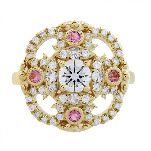PINK SAPPHIRE AND DIAMOND RING -
