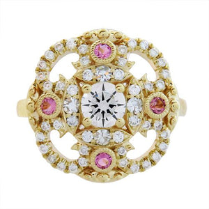 PINK SAPPHIRE AND DIAMOND RING -