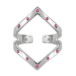 CHEVRON RING WITH PINK SAPPHIRES IN STERLING SILVER - ALL RINGS