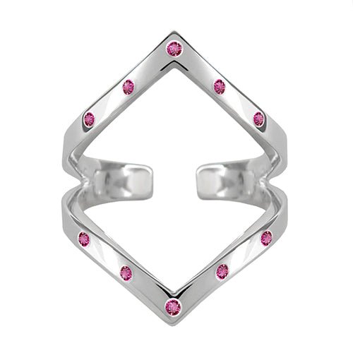 CHEVRON RING WITH PINK SAPPHIRES IN STERLING SILVER - ALL RINGS