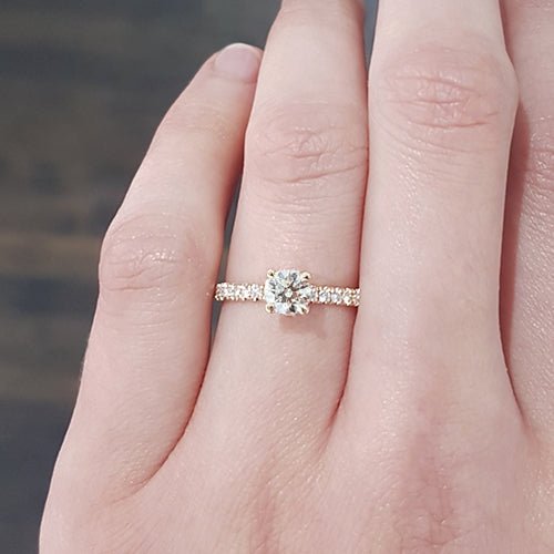 One and a Half Carat Round Lab Grown Diamond Engagement Rings