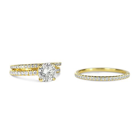 ÉTOILE WEDDING BAND WITH HALF ETERNITY DIAMONDS IN YELLOW GOLD - ALL WEDDING BANDS
