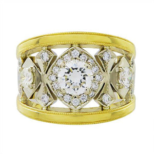 TWO-TONE GOLD AND DIAMOND RING -
