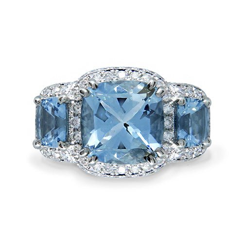 TRIOMPHE TRIPLE AQUAMARINE RING -